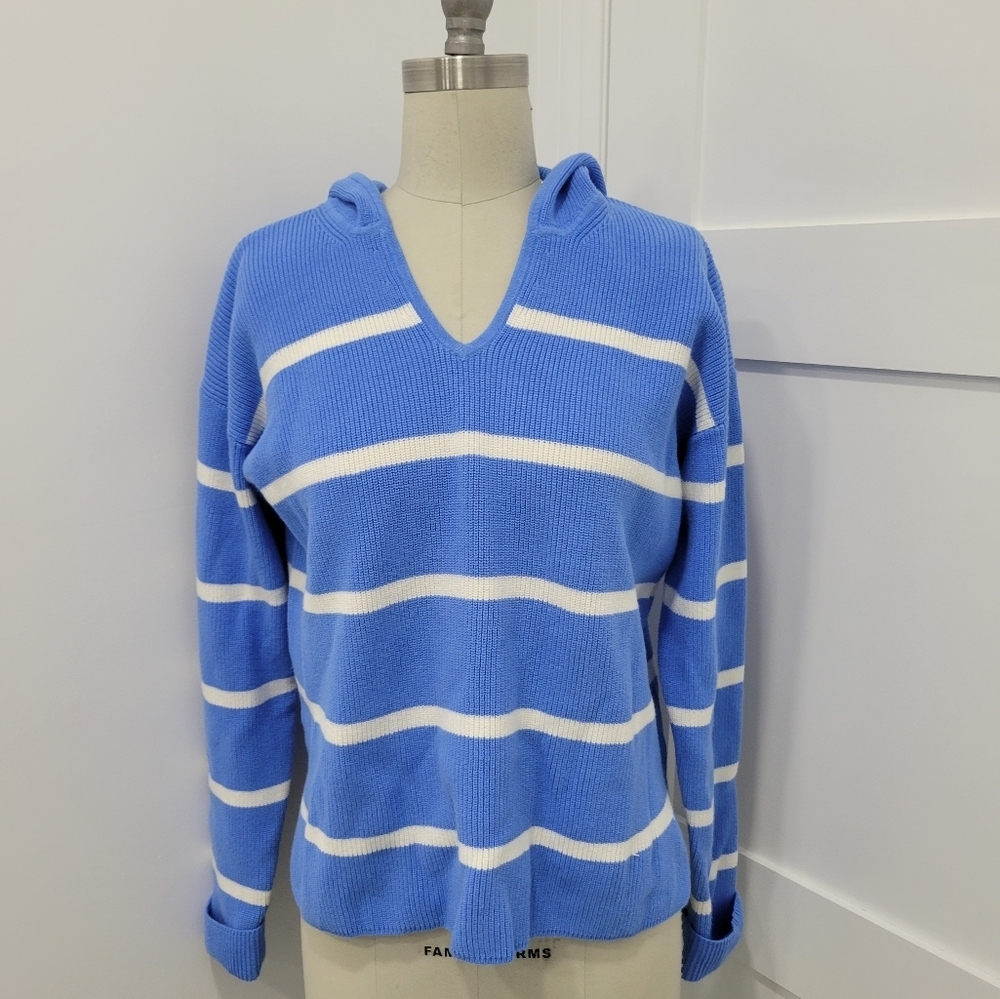 Banana Republic Striped Hoodie Sweater Size M Coastal Nautical Y2k